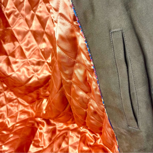 Women's London Fog Suede Jacket- Orange Quilted Lining. Size Medium - Picture 10 of 15